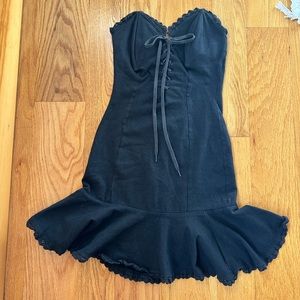 Vintage Betsey Johnson strapless lace up LBD
